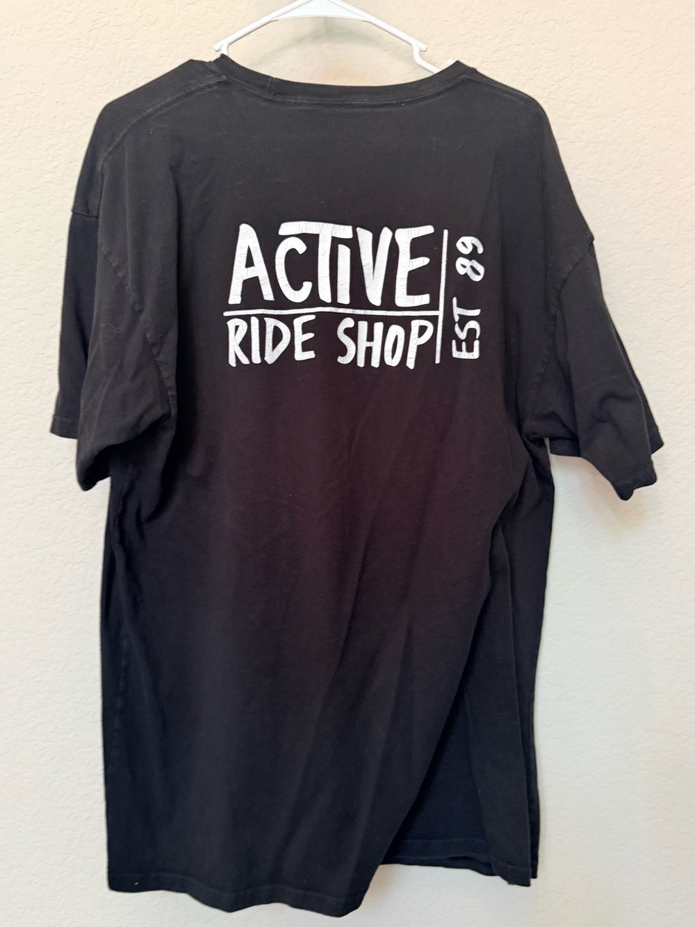 Popular Active USA Black Tee with White 'Active Ride Shop' Back Graphic